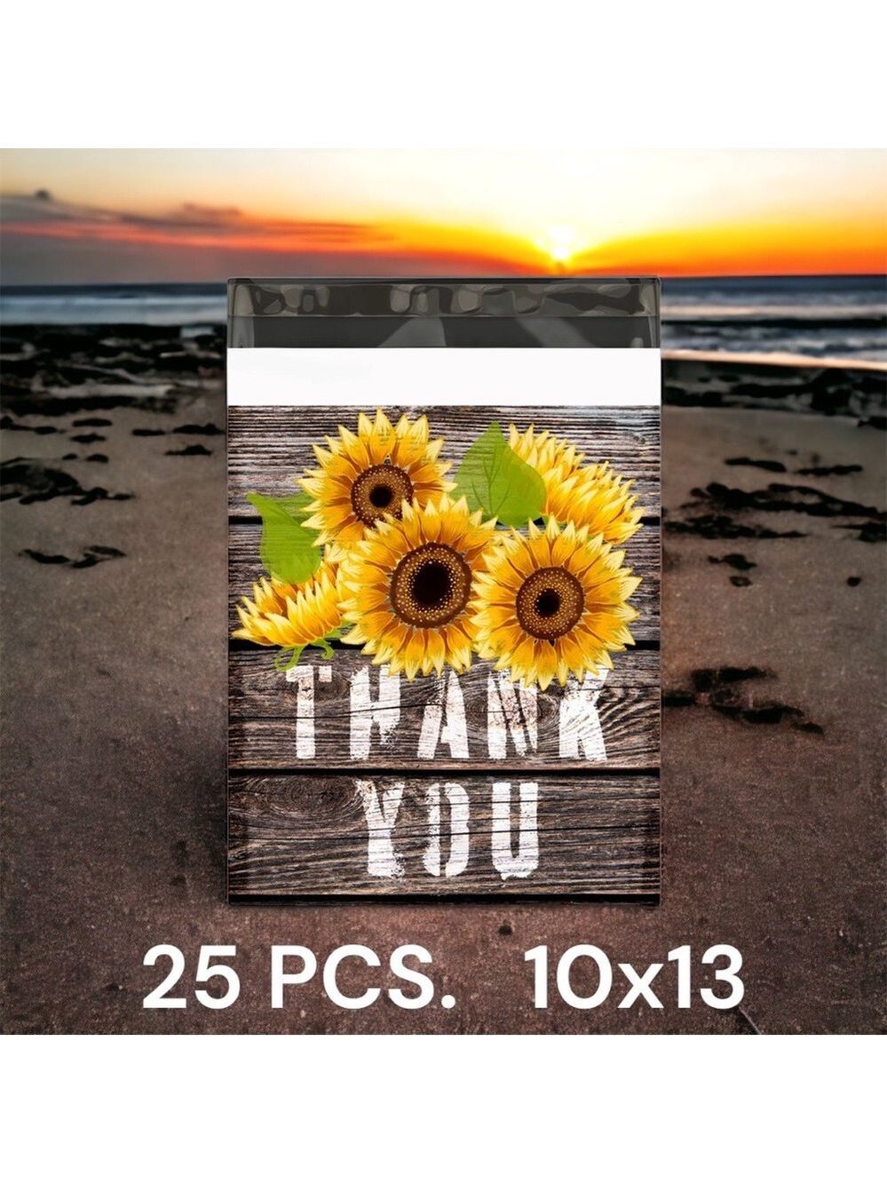 25 10X13 Poly Mailers Sunflower Thank You Shipping Envelopes PRICE IS FIRM Fall - Picture 6 of 6